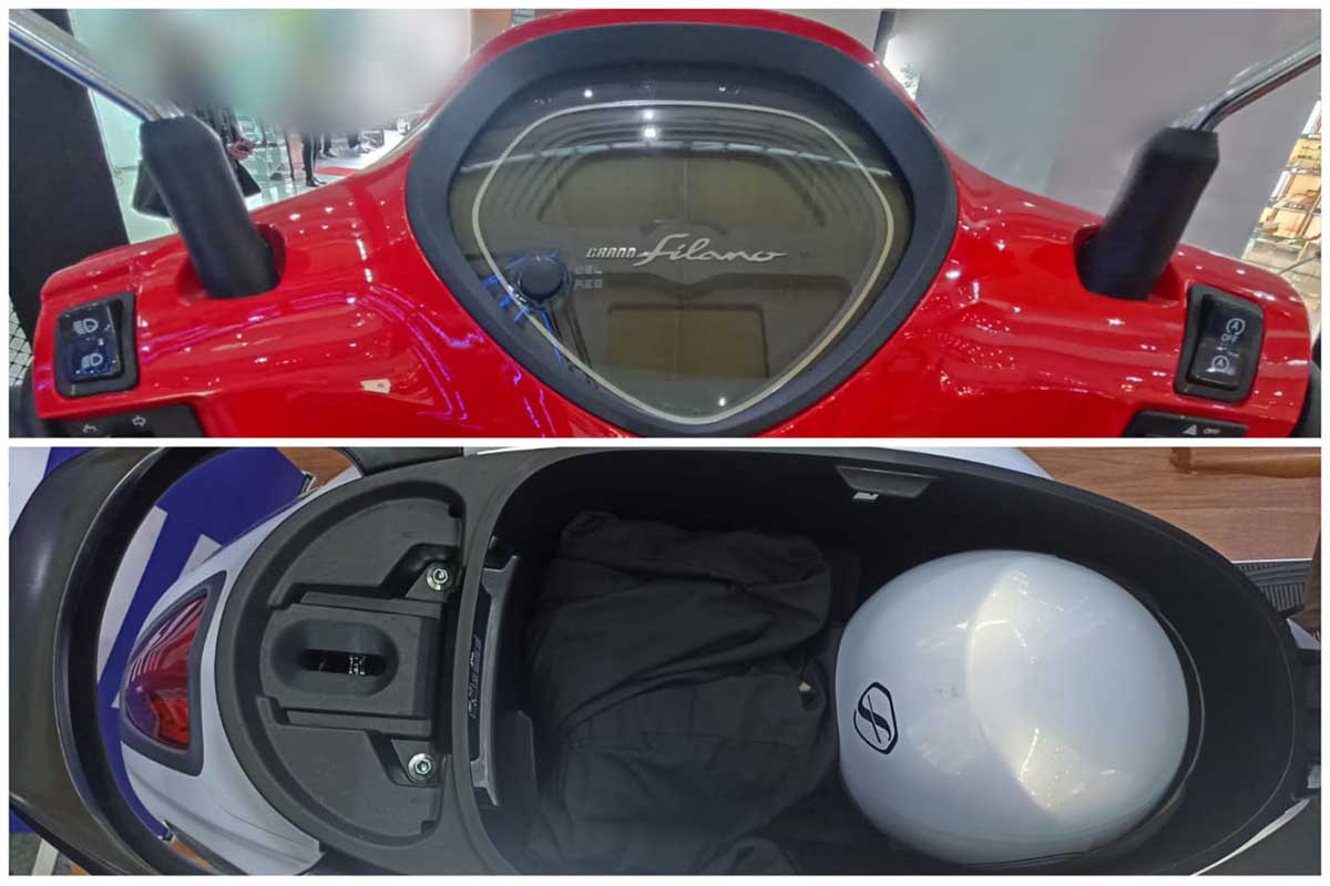 Tampilan panel instrumen digital kombinasi LCD dan TFT, serta bagasi luas 27 liter. (rhd) - Yamaha Grand Filano Sapa Warga Malang Raya