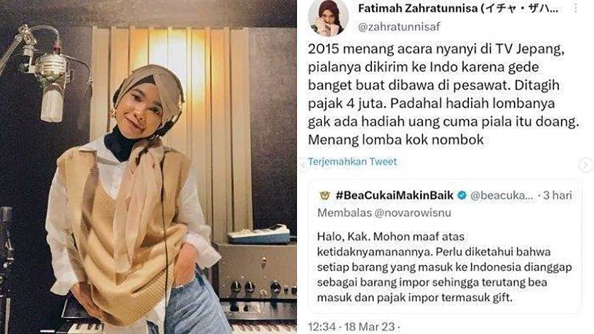 Tweet Fatimah tentang pialanya ditagih oleh Bea Cukai. (ist) - WNI Menang Lomba di Jepang, Bea Cukai Minta Rp4,8 Juta dan Buktikan Nyanyi