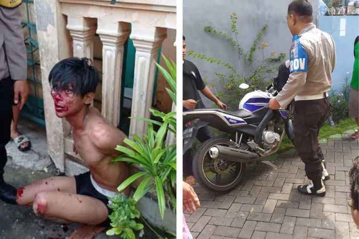pelaku curanmor diikat di pagar rumah warga