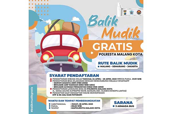 Syarat pendaftaran Balik Mudik Gratis Polresta Malang Kota. (ist) - Animo Tinggi, Kuota Balik Mudik Gratis Polresta Malang Kota Tersisa Sedikit