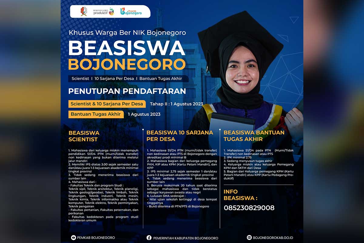Pemkab Bojonegoro Buka Pendaftaran Beasiswa Tahap II, Tahun Siapkan Anggaran Rp34.6 Miliar
