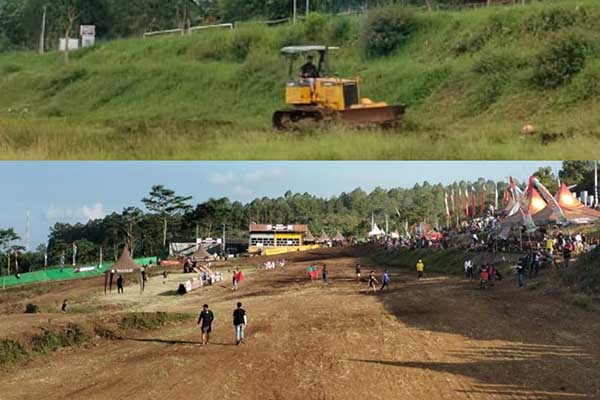 Proses pembentukan track motocross Jalibar Oro-Oro Ombo. (ist) - Track Event KWB Motocross Championship Sudah Siap di Jalibar