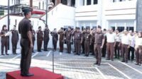 Upacara Peringatan Hari Persaja Ke-72 di halaman kantor sementara Kejari Batu. (ist) - Kejari Batu Peringati Hari Persaja ke-72