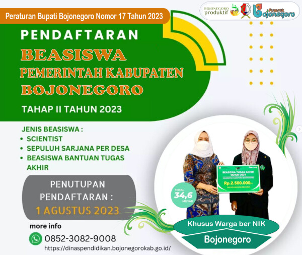 bupati bojonegoro siapkan 4 beasiswa pendidikan tinggi