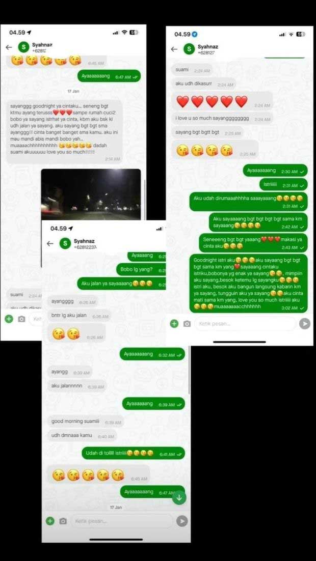Isi chat Syahnaz dan Rendy. (ist) - Syahnaz Sadiqah Diduga Selingkuh dengan Rendy Kjaernett, Isi Chat Dibongkar Panggil Suami-IstriIsi chat Syahnaz dan Rendy. (ist) - Syahnaz Sadiqah Diduga Selingkuh dengan Rendy Kjaernett, Isi Chat Dibongkar Panggil Suami-Istri