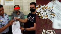 Kalapas Kelas I Malang menunjukkan Barang bukti Narkoba dalam bungkus rokok yang dibawa pengunjung. (ist) - Lapas Kelas I Malang Gagalkan Penyelundupan Sabu dan Ekstasi dalam Puntung Rokok