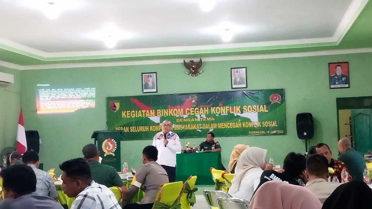 Suasana Binkom yang digelar Kodim 0826 untuk mencegah konflik sosial, Rabu (14/6/2023). (SERU.co.id/luq) - Cegah Konflik Sosial Kodim 0826 Pamekasan Gelar Binkom