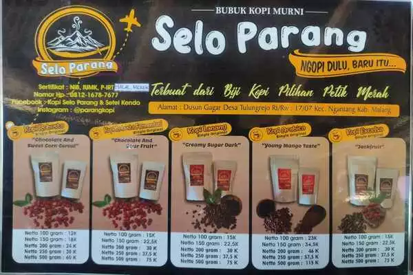 Varian, ukuran kemasan dan harga Kopi Selo Parang. (rhd) - Berkat Mesin Sangrai Bantuan PJT I, Kopi Selo Parang Sukses Lewati Pandemi