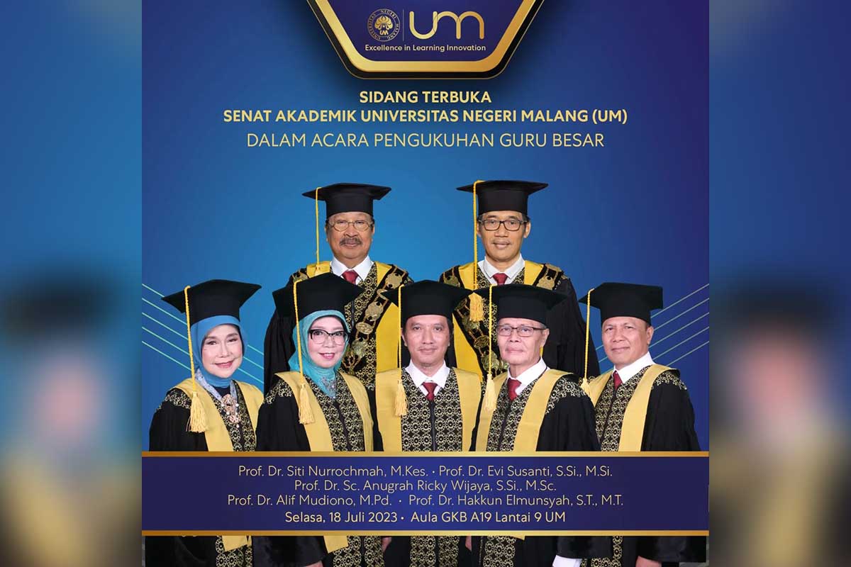 Kelima guru besar UM yang baru saja dikukuhkan. (ist) - UM Kembali Kukuhkan Lima Guru Besar