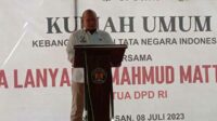 Ketua Dewan Perwakilan Daerah (DPD) RI, Ir. H. AA La Nyalla Mahmud Mattalitti, saat isi kuliah umum yang bertemakan Kebangsaan dan Tata Negara Indonesia, Sabtu (8/7/2023). (SERU.co.id/luq) - La Nyalla Mattalitti Isi Kuliah Umum Kebangsaan di Universitas Madura