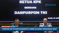 Konferensi pers Puspom TNI bersama KPK. (ist) - Kabasarnas Resmi Jadi Tersangka, Langsung Ditahan di Tahanan Militer