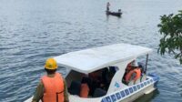 Proses pencarian korban tenggelam di Bendungan Sutami, Karangkates. (wul) - H+7 Pencarian Korban Tenggelam Sutami Karangkates Dihentikan