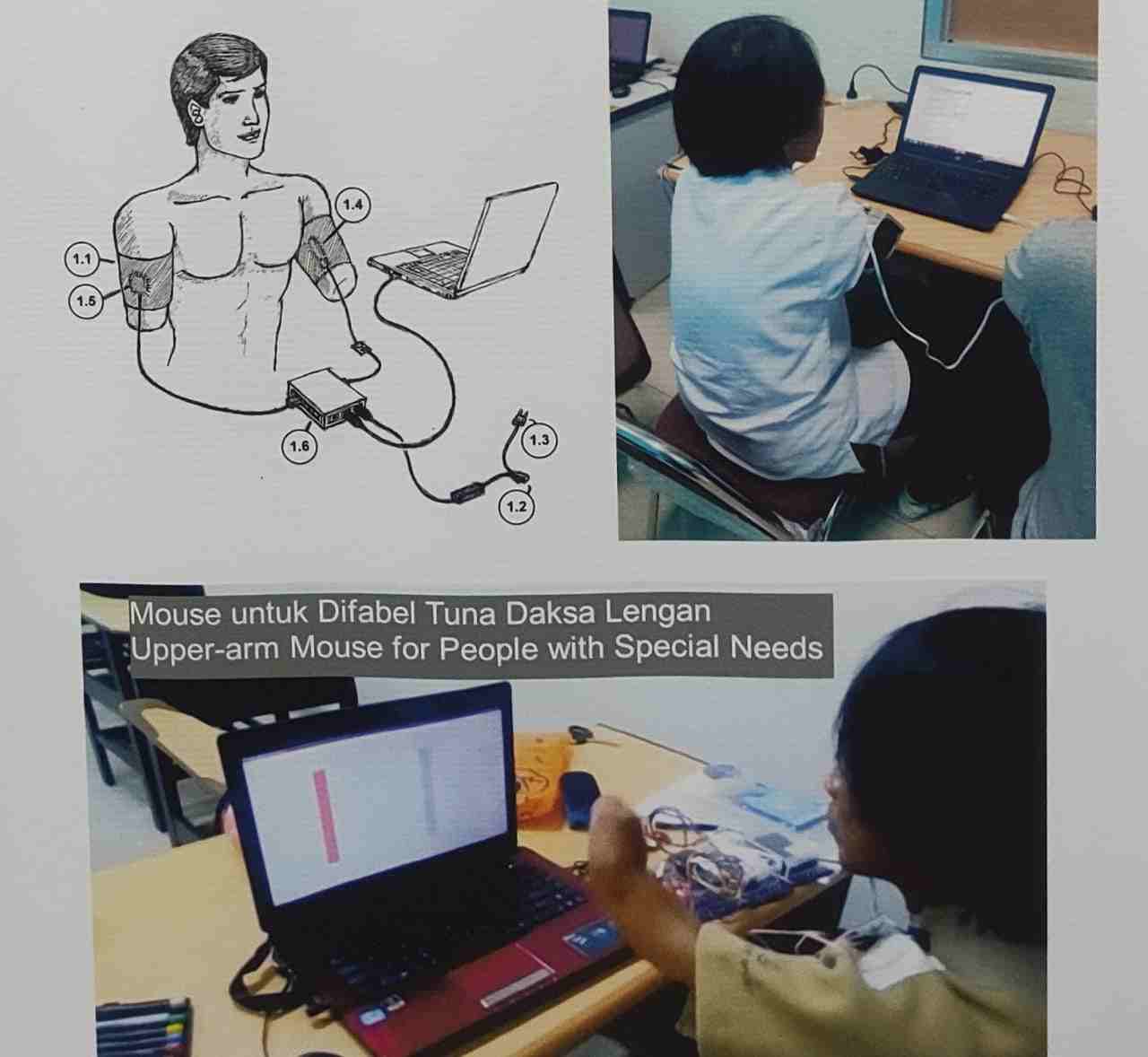 salah satu disabilitas tuna daksa lengan mempraktekkan cara kerja mouse difabel rhd 11zon