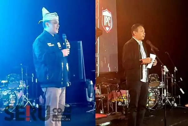 Sambutan Kadisparta Batu dan Sekdakab Malang dalam gala dinner mewakili kepala daerah. (dik) - Dihadiri 400 Peserta, Puncak Acara Jamnas Lintas Komunitas Pajero Ke-4 2023 Berlangsung Seru
