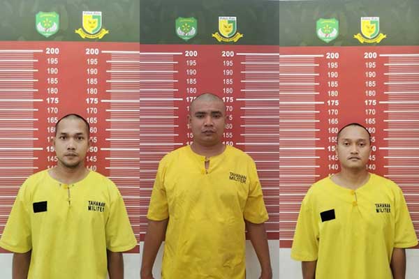 Ketiga tersangka penganiayaan warga Aceh hingga tewas. (ist) - Tak Hanya Imam, 3 Oknum TNI Juga Culik Pedagang Lain yang Berhasil Lolos