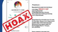 , Hoax Nomor Telepon Mengatasnamakan Pj. Bupati Bojonegoro Adriyanto