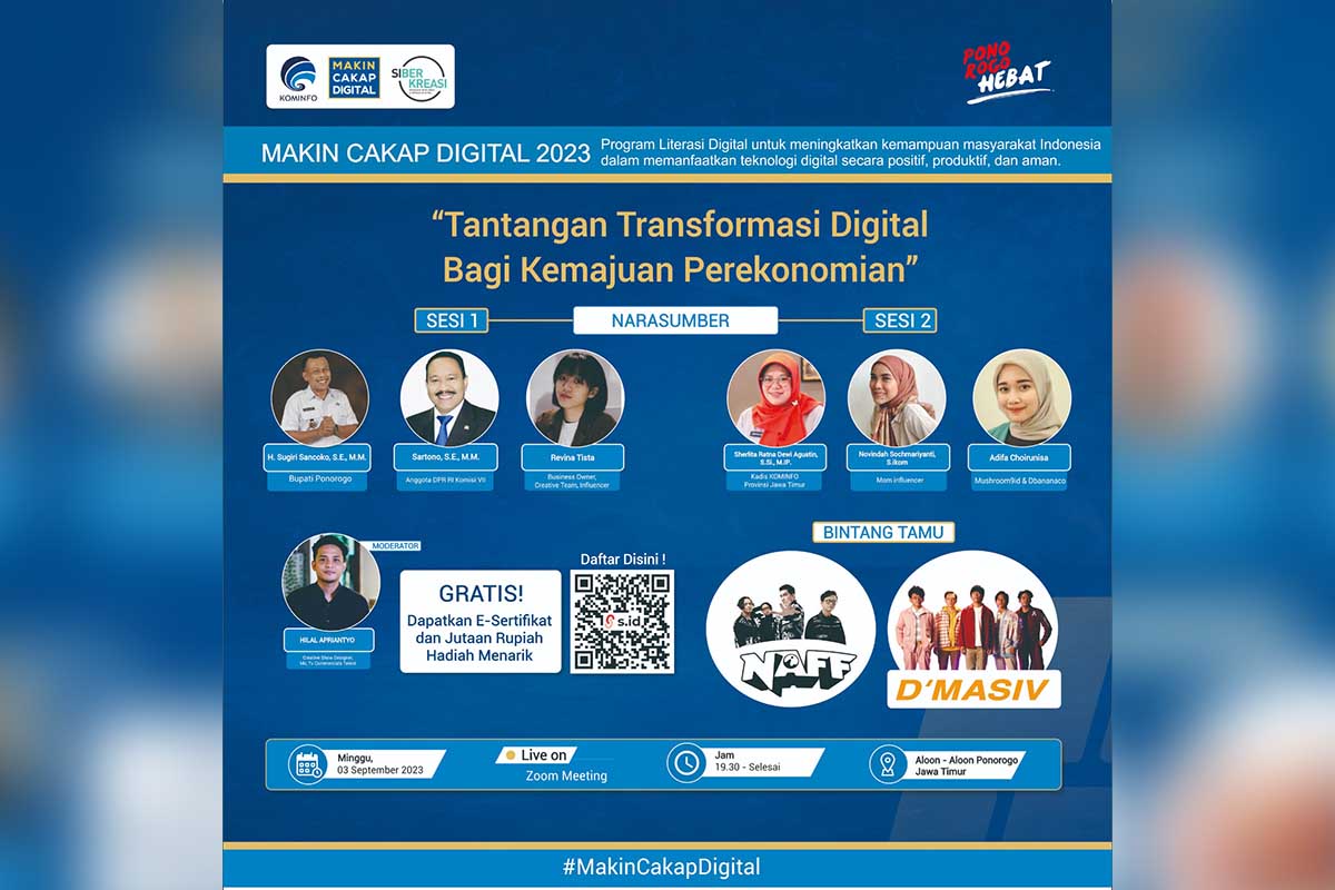 Naff dan D’Masiv siap meriahkan Festival Literasi Digital di Alun-alun Ponorogo. (ist) - Naff dan D’Masiv Siap Meriahkan Festival Literasi Digital di Alun-alun Ponorogo