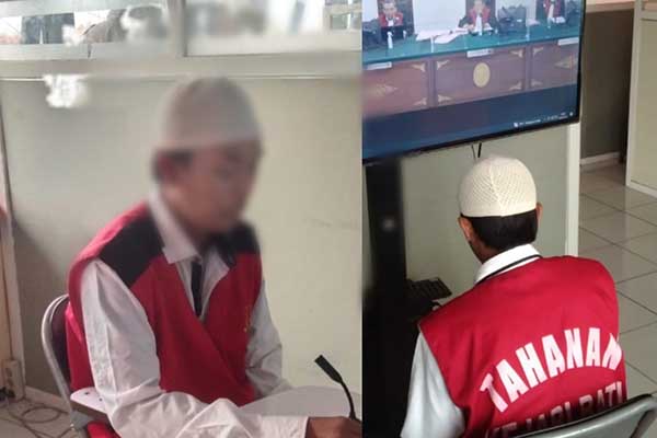 Terdakwa RP saat menjalani proses persidangan secara daring. (ist) - Berkedok Jual Pulsa, Pengecer Slot Judi Online di Batu Diganjar Setahun Penjara