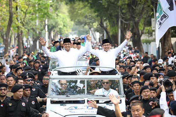 Capres cawapres Anies Baswedan dan Muhaimin Iskandar mendaftar ke KPU. (ist) - Anies-Imin Daftar ke KPU, Kemeja Putih Lambangkan Semangat Kerja