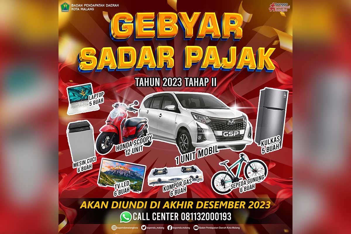 Hadiah ratusan juta Gebyar Sadar Pajak Tahap II 2023. (ist) - Bapenda Siapkan Hadiah Ratusan Juta Gebyar Sadar Pajak Tahap II