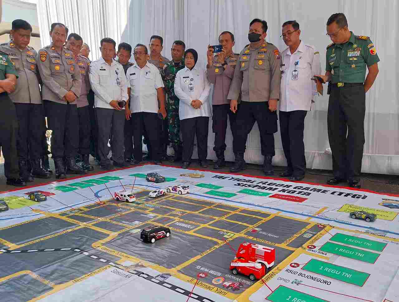 Simulasi SISPAMKOTA Digelar di Pendopo, Cegah Potensi Konflik Selama Tahapan Pemilu di Bojonegoro