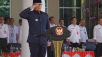 Pj. Wali Kota Batu Pimpin Apel Bela Negara di Balai Kota Among Tani Pemkot Batu. (ist) - TNI, Polri, PGRI, Korpri, dan pelajar se-Kota Batu Ikuti Apel Bela Negara
