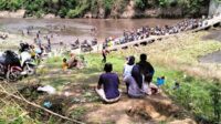 CARI IKAN: Puluhan warga yang membawa jala ikan memadati aliran Sungai Sampean Baru di Situbondo dari pagi hari, Kamis (14/12/2023). (Seru.co.id/mam) - Bendungan Sampean Baru Dikuras, Ribuan Warga Panen Ikan