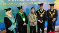 Menteri PPN bersama Rektor UB dan jajarannya, menjawab pertanyaan awak media. (rhd) - Dies Natalis ke-61 UB Angkat Sehat Bermartabat, Menteri Suharso Dukung Bangun RS Pendidikan