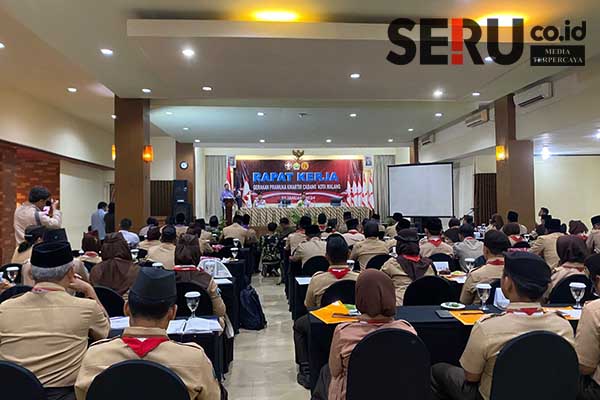 Pj Wali Kota Malang Bersama Jajaran OPD dan Pramuka Kwarcab Malang. (Seru.co.id/ws9) - Penguatan dan Sinergi Pemkot dan Kwarcab, Pj Wali Kota Buka Rakercab Kota Malang