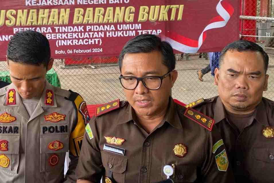 Kejari Batu Musnahkan Barang Bukti 25 Perkara, Terbanyak Kasus Narkotika