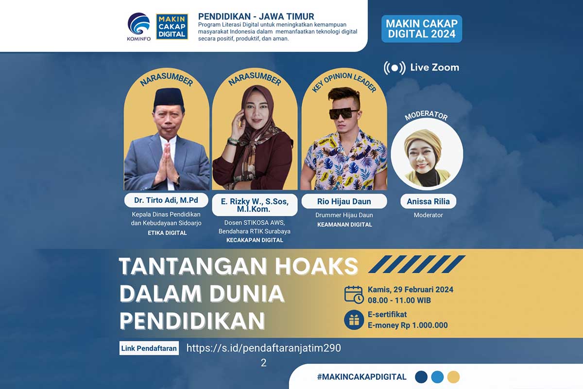 Tantangan Hoaks dalam Dunia Pendidikan. (ist) - Webinar Perdana Kominfo 2024 Jatim, Bahas Tantangan Hoaks dalam Dunia Pendidikan