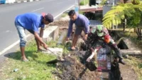 Babinsa Lowokwaru Bersama Warga Tunggulwulung Gotong Royong Bersihkan Drainase