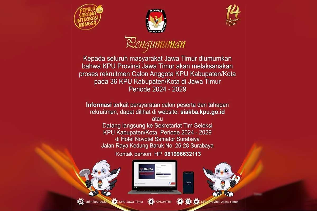 KPU Jatim 4 buka pendaftaran calon anggota. (ist) - KPU Jatim 4 Buka Pendaftaran Calon Anggota Malang Raya, Probolinggo dan Pasuruan