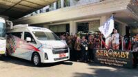 Pemberangkatan secara simbolis mobil layanan kas keliling. (wul) - BI Malang Siapkan Rp4,69 Triliun Layani Penukaran Uang Pecahan