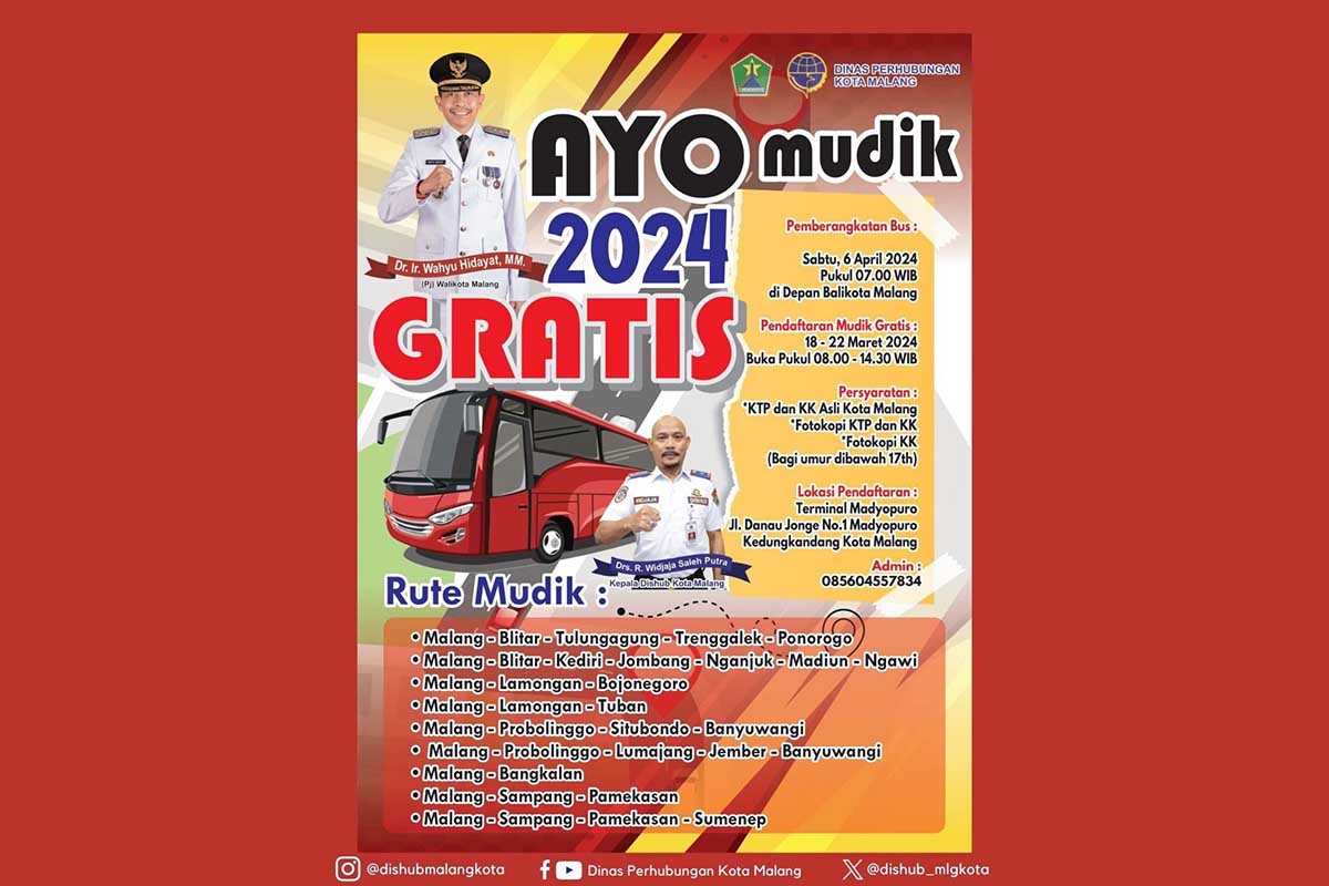 Pemkot Malang sediakan kuota mudik gratis untuk masyarakat Kota Malang. (ist) - Jangan Ketinggalan! Berikut Syarat, Waktu dan Rute Mudik Gratis dari Pemkot Malang