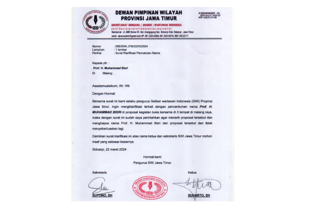 Dicatut Namanya, Prof HM Bisri Laporkan Sekber Wartawan Indonesia Jatim