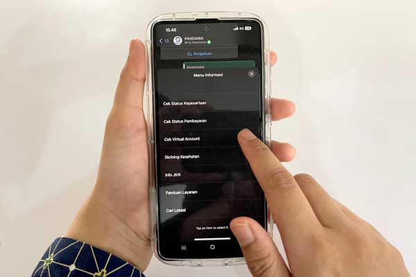 Tampilan menu informasi pada kanal PANDAWA. (ist) - BPJS Kesehatan Luncurkan PANDAWA Layani Masyarakat Tanpa Tatap Muka