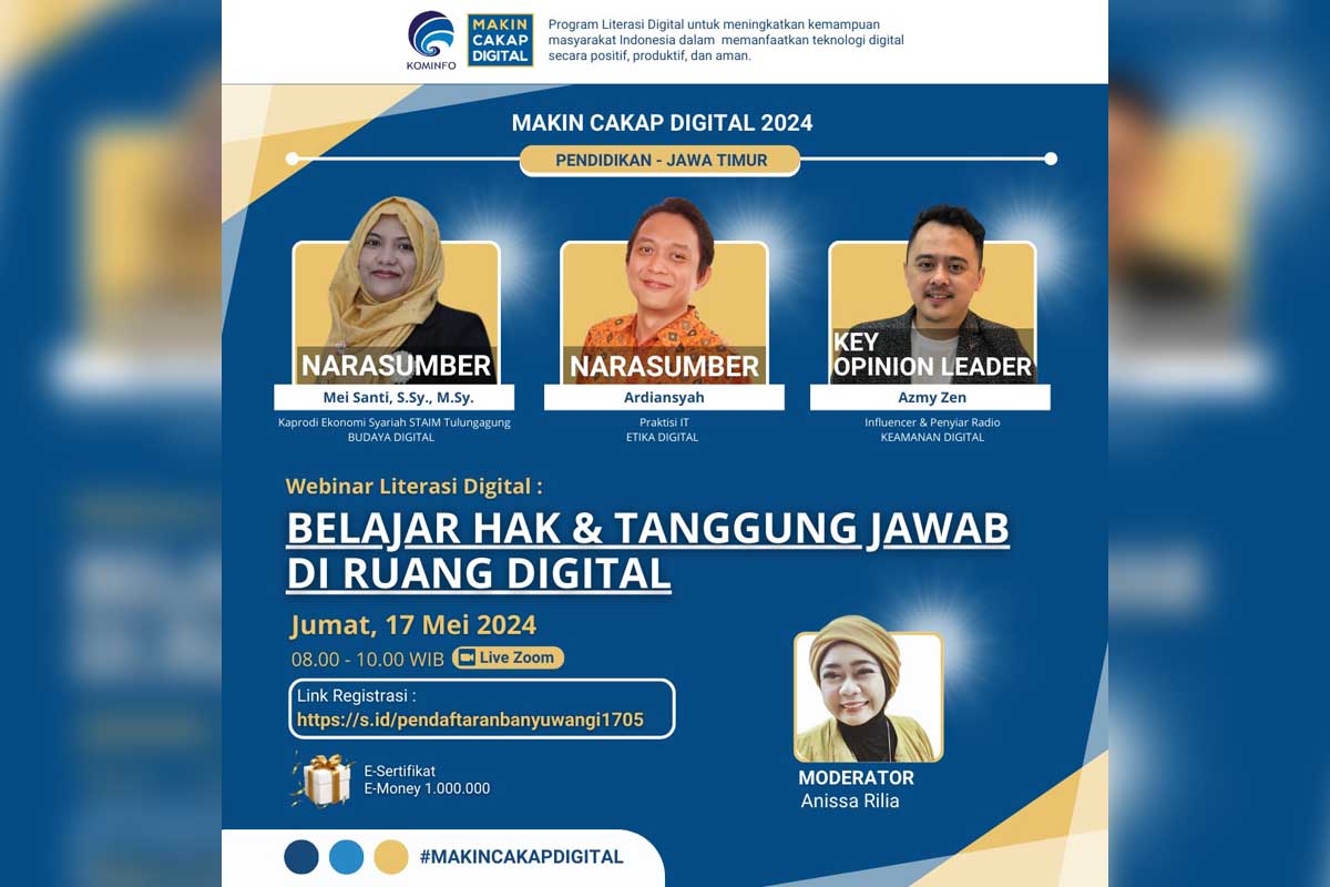 Belajar Hak dan Tanggung Jawab di Ruang Digital. (ist) - Webinar di Banyuwangi, Kemenkominfo Bahas Hak dan Tanggung Jawab di Ruang Digital