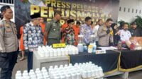 Kasdim 0833/Kota Malang hadiri pemusnahan narkotika di Mapolresta Makota. (ist) - Kasdim 0833/Kota Malang Hadiri Pemusnahan Narkotika di Mapolresta Makota