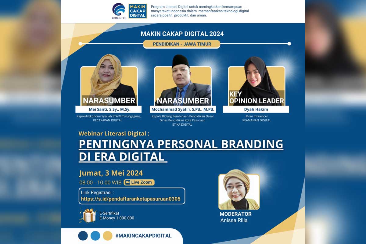 Kemenkominfo bahas pentingnya personal branding di era digital. (ist) - Webinar di Pasuruan, Kemenkominfo Bahas Pentingnya Personal Branding di Era Digital