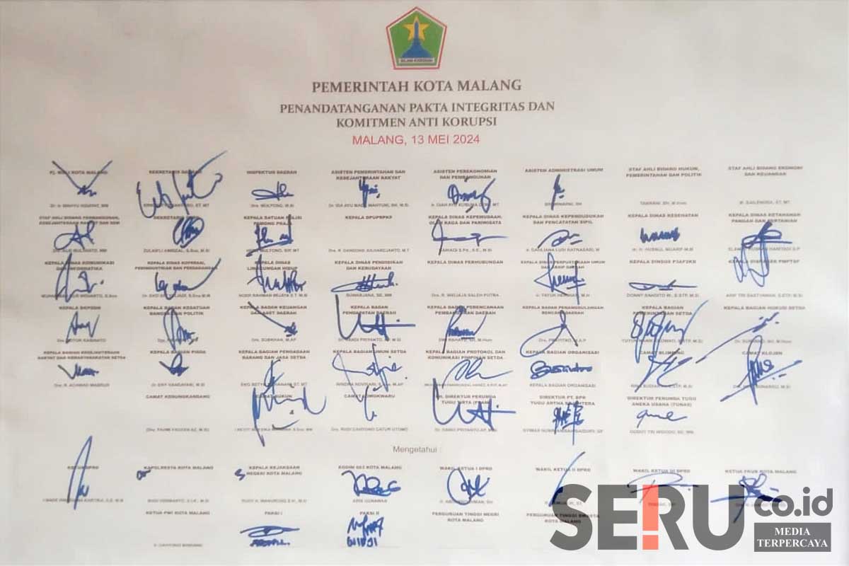 Pakta Integritas dan Komitmen Anti Korupsi yang telah ditandatangani. (ws11) - DPRD dan Pemkot Malang Tandatangani Pakta Integritas Komitmen Anti Korupsi