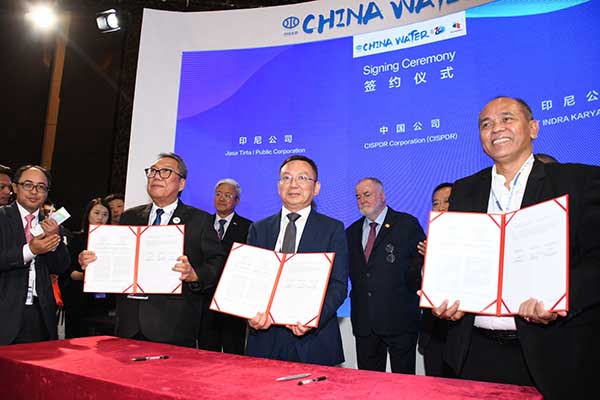 Penandatanganan MoU antara PJT I, CISPDR China dan Indra Karya. (ist) - WWF 2024, PJT I, CISPDR China dan Indra Karya MoU Pengelolaan SDA dan EBT