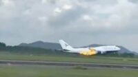Pesawat Garuda Indonesia sempat terbakar dan bisa kembali dengan selamat. (ist) - Mesin Pesawat Garuda Terbakar, 450 Calon Jemaah Haji Sulsel Berhasil Selamat