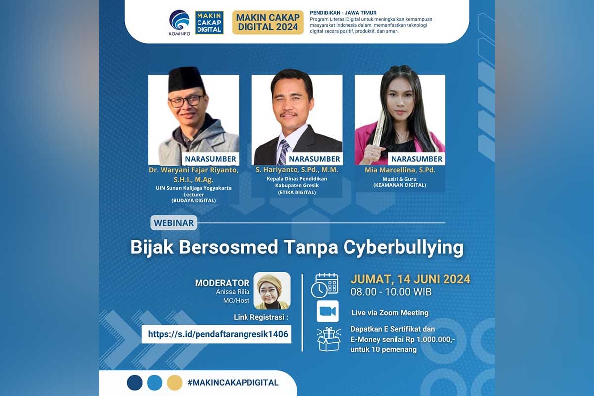 Bijak Bersosmed Tanpa Cyberbullying, Topik Webinar Kemkominfo di Gresik