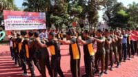 Meriahkan HUT ke-78 Bhayangkara, Polres Batu Olahraga Bersama TNI