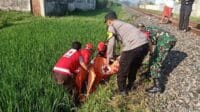 Proses evakuasi korban Laka kereta api di Kecamatan Pakisaji. (ist) - Diduga Bunuh Diri, Pria Asal Kediri Berbaring Diatas Rel Kereta Api hingga Terlindas