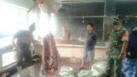 Proses pendampingan pemotongan hewan di RPH Kota Malang. (ist) - Babinsa Koramil 0833/04 Kelurahan Ciptomulyo Dampingi Penyembelihan Hewan di RPH Kota Malang