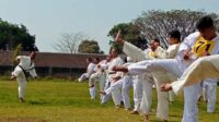 Anggota Polres Batu saat mengikuti Ujian Beladiri Polri semester 2. (ist) - Ujian Beladiri Polri Semester II Tahun 2024 di Polres Batu