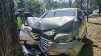 TKP kecelakaan tunggal di Kecamatan Pakis. (ist) - Pengendara Kurang Konsentrasi, Mobil Avanza Hantam Pohon
