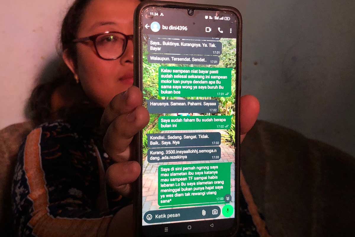 Bukti percakapan Yunita dengan MMJ menggunakan media sosial Whatsapp. (Seru.co.id/wul) - Merasa Ditipu, Pengusaha Sembako Merugi Puluhan Karton Minyak Goreng